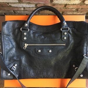 Balenciaga Style City Black Leather Bag w S/H